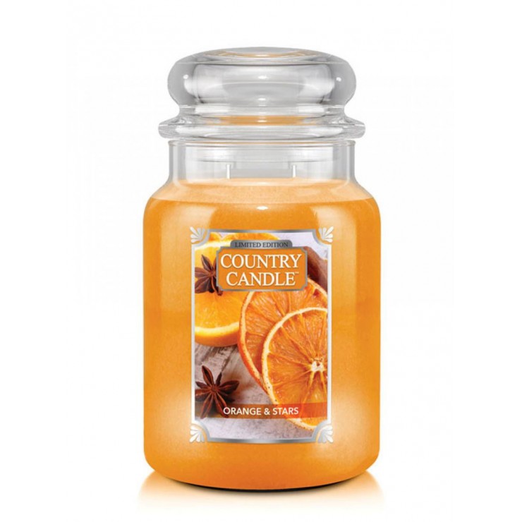 Große Orange und Sterne Land Kerze