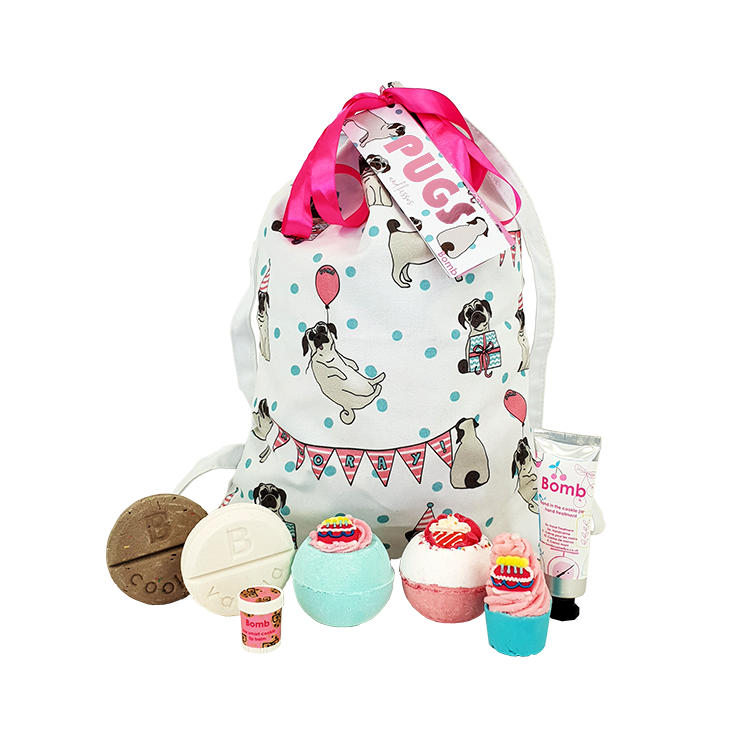Kosmetikset in einer Baumwolltasche PUGS & KISSES Bomb Cosmetics