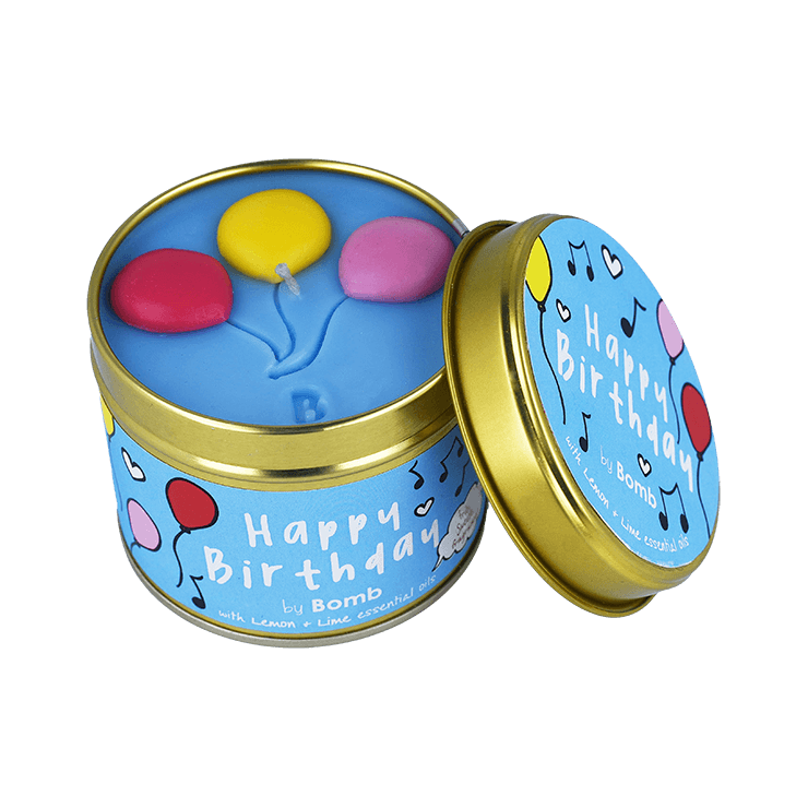 Happy Birthday Bomb Cosmetics duftende Zinn Kerze