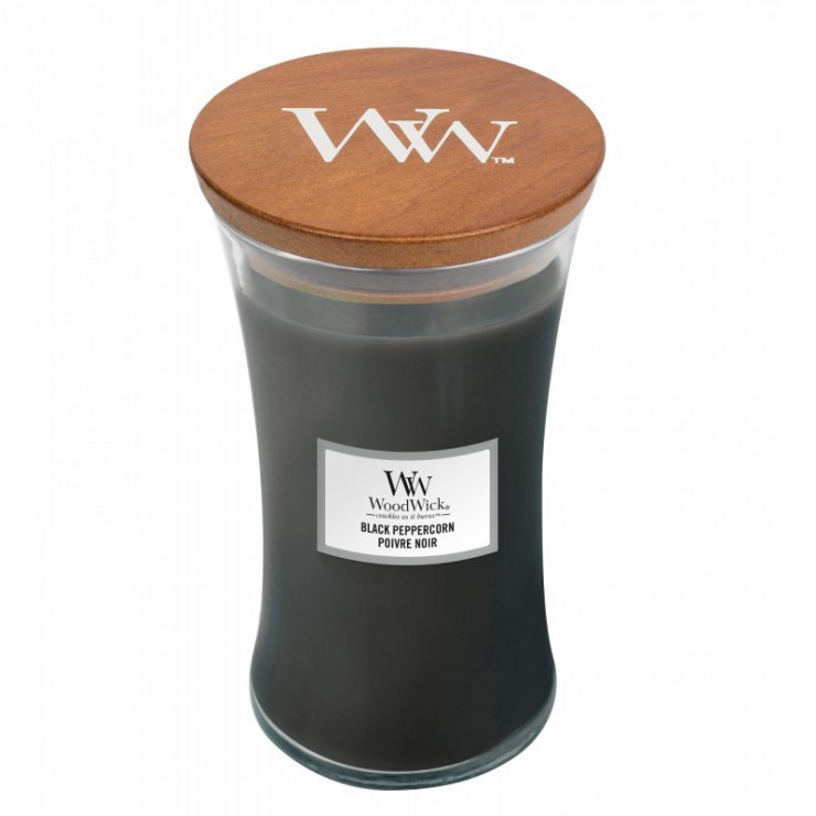 Große WoodWick-Kerze mit schwarzem Pfefferkorn