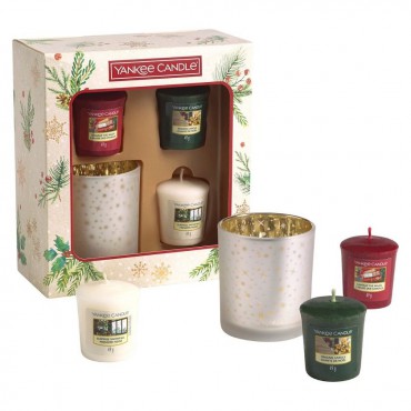 Magical Christmas Morning - Set mit 3 Votivkerzen und Yankee Candle Halter