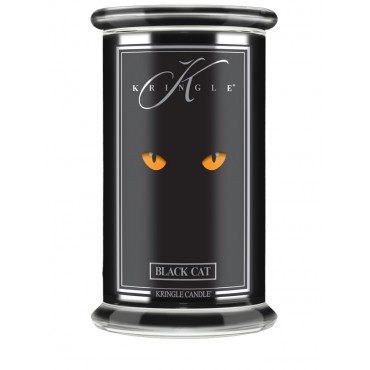 Große schwarze Katze Kringle Kerze