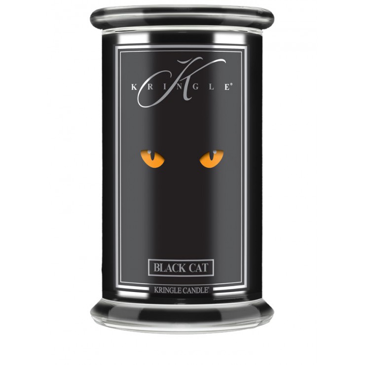 Große schwarze Katze Kringle Kerze